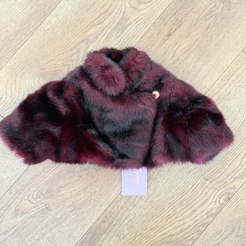Ted Baker Burgundy Faux Fur Cape for a BABY